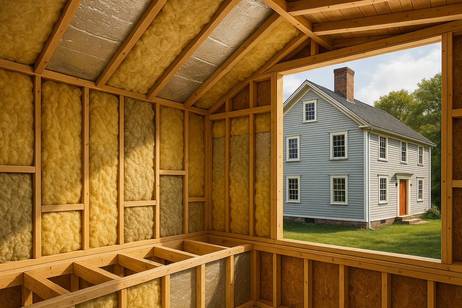 New construction with wall and roof insulation installation highlighting professional insulation services