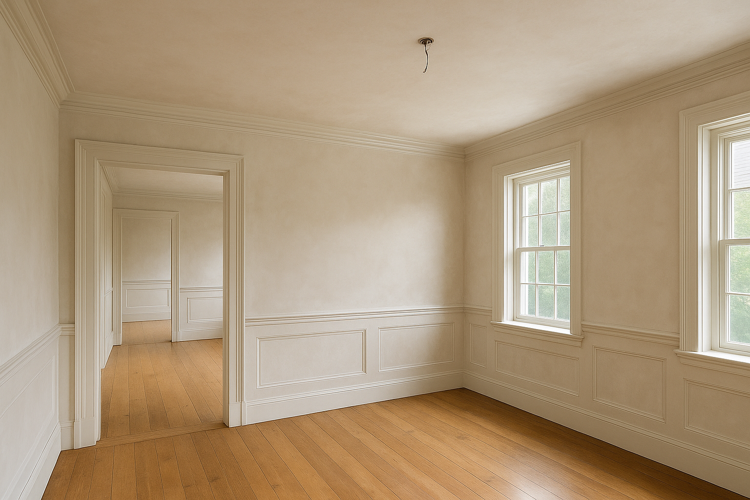 Elegant interior walls finished with high-quality plastering services in a classic residential space